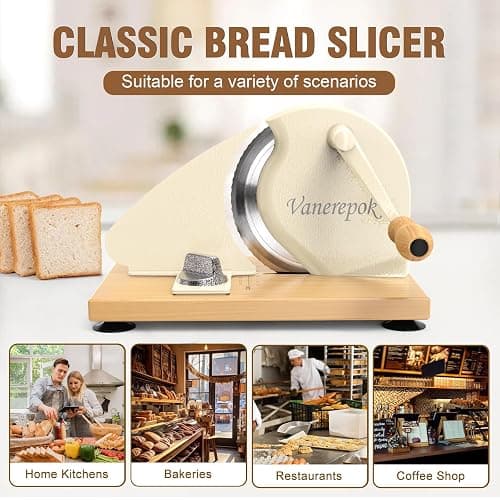 vanerepok Manual Bread Slicer for Homemade Sourdough Bread Versatile Hand Crank Bread Slicer for Sourdough Crusty Bread Etc Stainless Steel Slicers Adjustable Width for Homemade & Commercial Use thumbnail 6