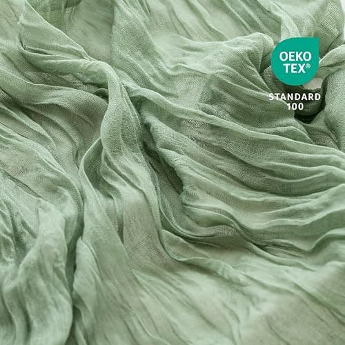 Sioloc Sage Green Cheesecloth Table Runner 120'' x 35'',Spring Easter Decor Soft Gauze Boho Wedding Table Decor for 10ft Table Birthday Party,Baby Shower, Bridal Shower, Home & Event Decor thumbnail 3
