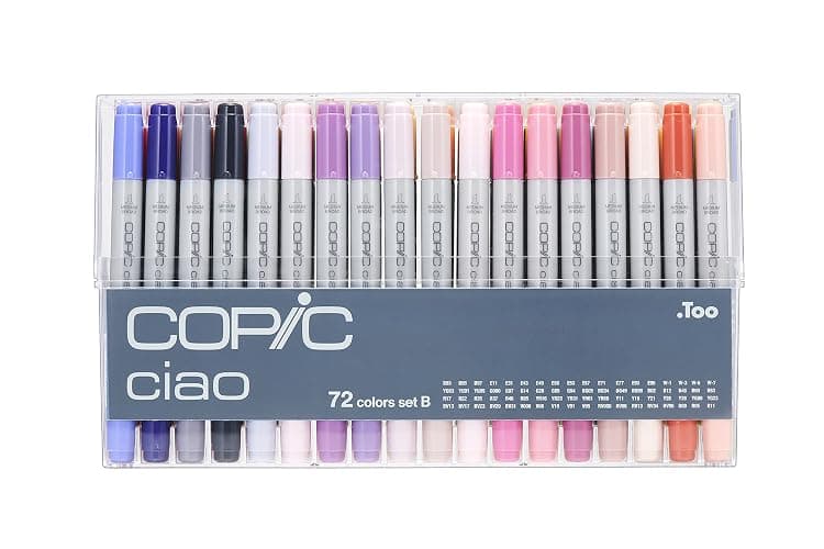 Copic Ciao, Alcohol Markers, 72 Colors, Dual Brush Tip Art Markers for Artists & Creators, Permanent Blendable Sketch Markers for Coloring Drawing & Illustration Art - Set B thumbnail 2