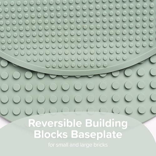 Inspire My Play - Silicone Building Blocks Baseplate - Compatible with All Major Building Block Brands - Double Sided for Large Building Blocks - Perfect Accessory for Sensory PlayTray - Green - Smoke Green thumbnail 2