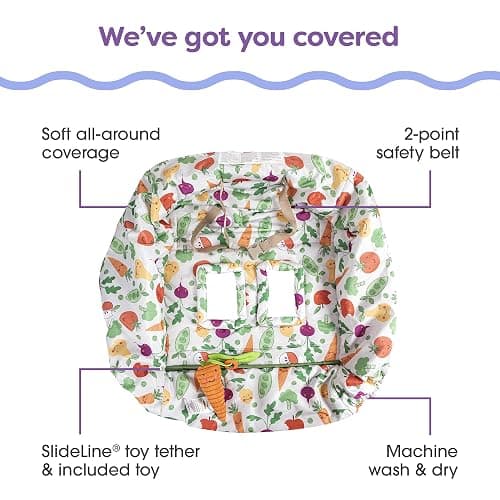 Boppy Shopping Cart Cover & High Chair Cover, Multi-Color Farmers Market, Cart Cover for Babies with Soft 360-Degree Coverage, SlideLine Toy Tether with Crinkle Leaf Toy Included, 6mo+ thumbnail 3