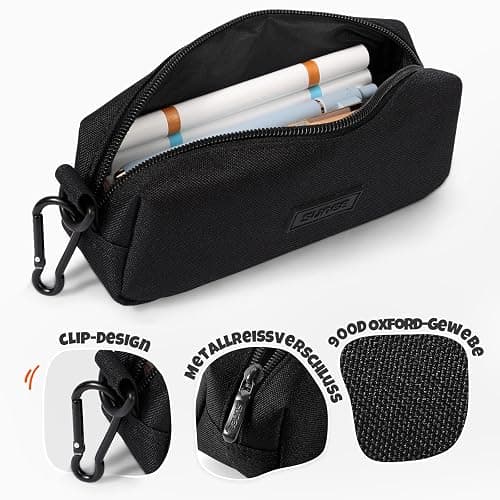 SUNEE Kleines Federmäppchen, Robustes 900D Oxford Mäppchen mit Metallreißverschluss & Clip, Kompakte Aufbewahrung für Schule, Büro & Reise, Schwarz thumbnail 5