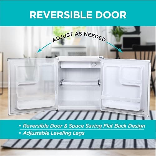 BLACK+DECKER 1.7 Cu. Ft. Compact Refrigerator, ENERGY STAR Certified, Single Door Mini Fridge with Chiller Compartment, Personal Fridge for Home or Dorm Room, R600a Refrigerant, BCRK17W, White thumbnail 5