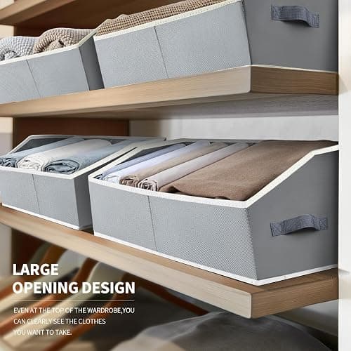 Homsorout Large Storage Bins Baskets - 6 Pack Closet Storage Cubes, Fabric Baskets for Organizing, Cube Organizer Bins with Handles, Foldable Boxes for Clothes, Towels, Grey thumbnail 4