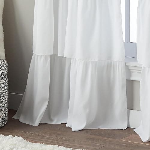 Curtainworks Flounced Curtain Panel, 84-inch, White,1Q82460GWT thumbnail 4