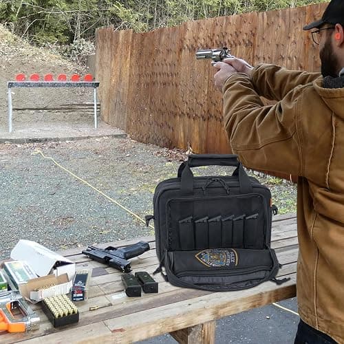 ITHWIU Pistol Case, Gun Range Bags For 2 Pistols 6 Magazines Carrying Shooting Bag with Lockable Zipper for Shooting Range Outdoor Hunting thumbnail 8