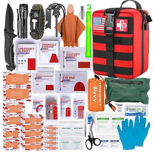 First Aid Kit,Survival Gear Outdoor Tactical Gear Set Military Grade Molle System for Camper Travel Hunting Hiking and Adventures（RED） - Image 1