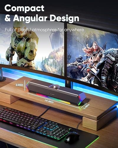 LENRUE G11 Computer Speakers for Desktop, Touch Lights PC Speakers with Surge Clear Sound, USB C/USB Powered for Computer Desktop PC Laptop Monitor (Black) thumbnail 4