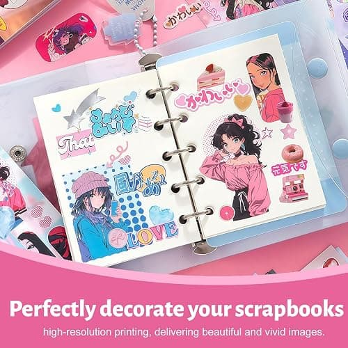 Bafutayawa Sticker Book Journal Scrapbook Accessories, 30 Sheets with 650+ Retro Anime Girl Designs for Scrapbooking & Bullet Journal, Kawaii Sticker Set for Photo Album, Nostalgic Showa Style thumbnail 6