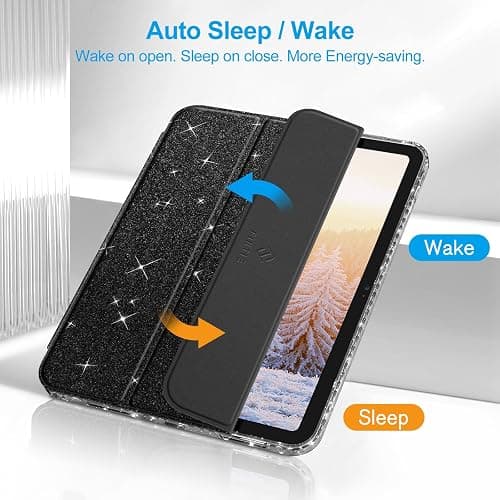 Fintie Slim Case for iPad (A16) 11th Generation 11 Inch (2025), iPad 10th Generation 10.9 Inch (2022) - Glittering Sparkly Shockproof Cover with Shiny Clear Back Shell & Pencil Holder, Black thumbnail 8