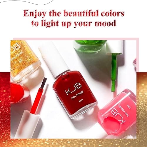 4PCS Glitzer Nagellack Set - Ungiftiger Nagellack Auf Wasserbasis für Mädchen, Shimmer Schnelltrocknender Nail Polish für DIY Nageldesign Maniküre zu Haus, Roter Gold Silber Glitzer (Schwarz) thumbnail 9