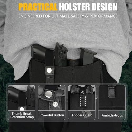 Mostcomtac Belly Band Holster for Men & Women - Breathable Neoprene Gun Holster, Multi - Pocket Tactical Belt for Outdoors, Fits G17-43x, Taurus G3C, G2C and Most 9mm and 380 Handguns thumbnail 3