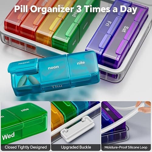 CTIME 3-Tier Medicine Organizer with Pill Case - Portable Pill Case & Empty First Aid Kit for Home, Travel, RV, School, Dorm, Ideal Elderly, Father Gift thumbnail 7