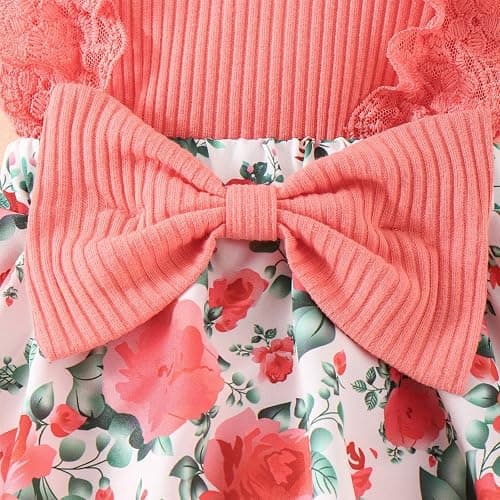 KAFIREN Baby Girl Newborn Lace Romper Dress Sleeveless Summer Outfits 0-12M | Lace Ruffles Romper Dress, Flower Skirt With Bow Headband, Breathable for Summer, Ideal for Daily Wear, Machine Washable thumbnail 6