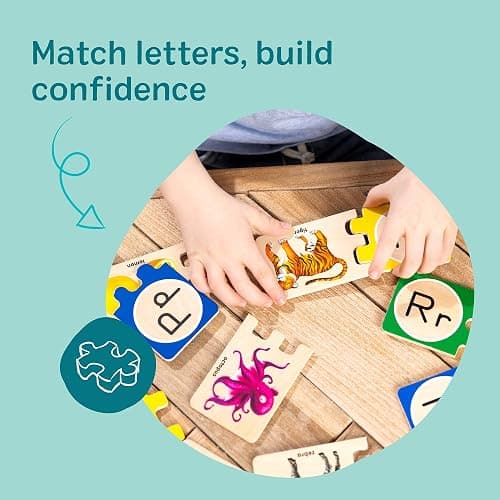 Melissa & Doug Self-Correcting Alphabet Puzzle (52 pcs) with Toy Storage Box, Wooden ABC Puzzles for Toddlers & Preschoolers, Montessori Learning Toys for Girls & Boys 4+ thumbnail 2