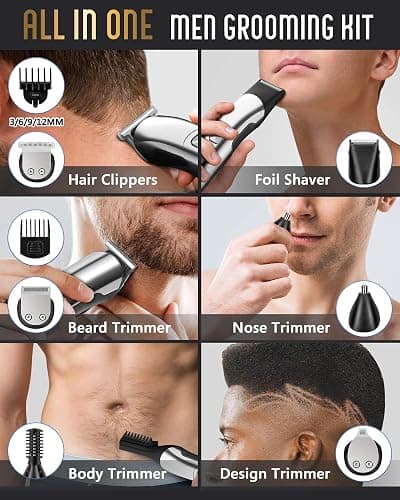 Ufree Beard Trimmer for Men, Waterproof Electric Razor for Nose, Body, Face & Mustache, Cordless Hair Clippers Shavers Grooming Kit, Gifts for Men Husband Father thumbnail 2