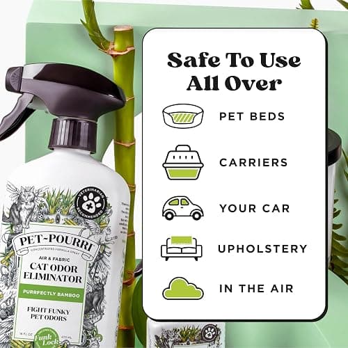 Pet-Pourri Smell Ya Litter Cat Litter Deodorizer Spray, Purrfectly Bamboo 3.4 Fl Oz, Up to 170 Uses, Pet Odor Remover with Essential Oils for Air, Carpet, Urine, Vet Recommended, Bergamot Bamboo Scent thumbnail 7