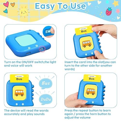 Talking Flash Cards,Kids Toddler Flash Cards with 240 Sight Words,Montessori Toys,Autism Sensory Toys,Speech Therapy,Learning Educational Gifts for Age 1 2 3 4 5 Years Old Boys and Girls thumbnail 5