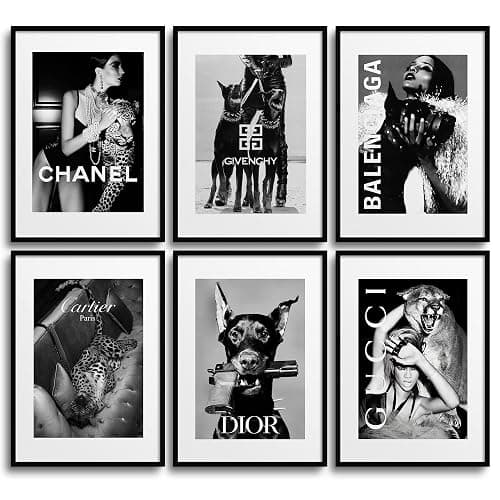 MONOKO® Wandbilder Wohnzimmer Modern | Schwarz Weiss Bilder Schlafzimmer | Coco Poster Set 6x A4 ohne Rahmen - Image 1