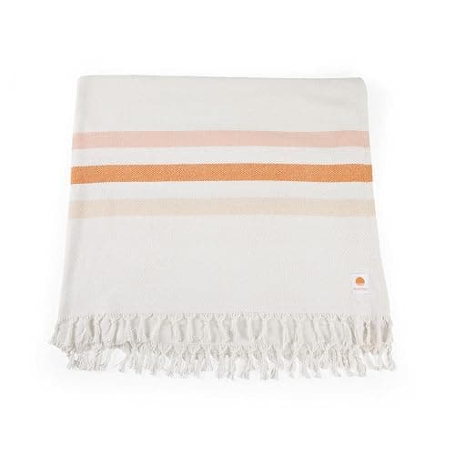 BEACH STATE Oceanside Outdoor Beach Blanket, 100% Cotton Picnic Blanket, 66" x 80" Throw Blanket, Machine Washable, Extra Large, (Sunset Stripe) thumbnail 6