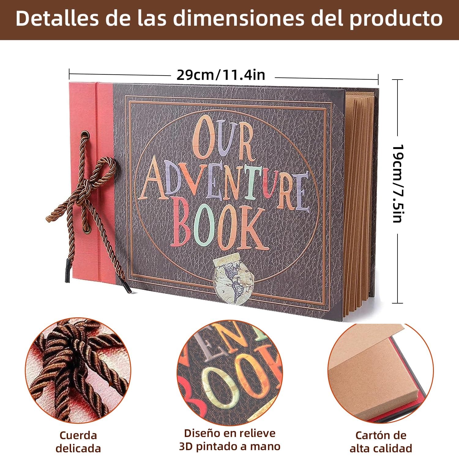 Album de Fotos Nuestro Libro de Aventuras–DIY Scrapbook Kit Hecho a Mano,80 Páginas Expandible para Parejas,Regalo de Aniversario,Novios,Bodas o Familias (Incluye Adhesivos y Decoraciones) (Estilo Ⅰ) thumbnail 5