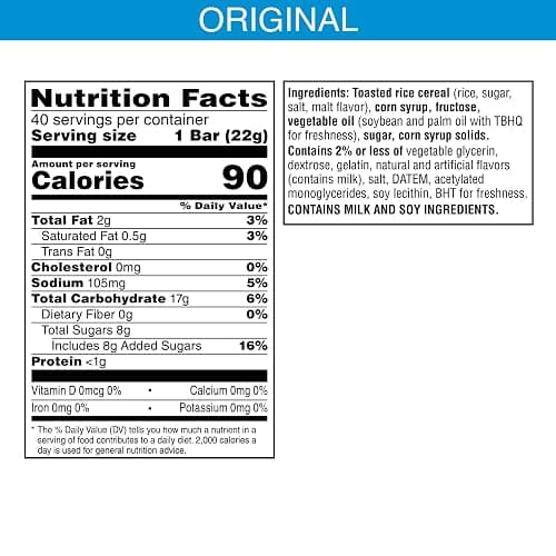 Rice Krispies Treats Crispy Marshmallow Squares, Kids Snacks, Snack Bars, Original, 31.2oz Box (40 Bars) thumbnail 2