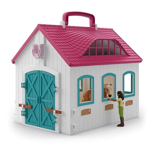 Schleich Horse Club - 60PC Little Horseshoe Open Stable Playset - with 2 Horse Figurines, Action Figure, Stable and Accessories - Toy Horses for Girls and Boys - Kids Ages 5+ | 42703 thumbnail 7