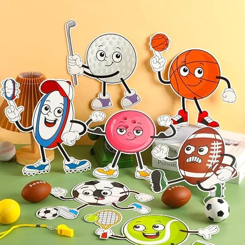 12 Pcs Sports Cutouts for Bulletin Board Decorations with Glue Points | 11 Inches Balls Cutout, Sport Theme Classroom Decor for Teachers School Playroom Gym Party Supplies thumbnail 3