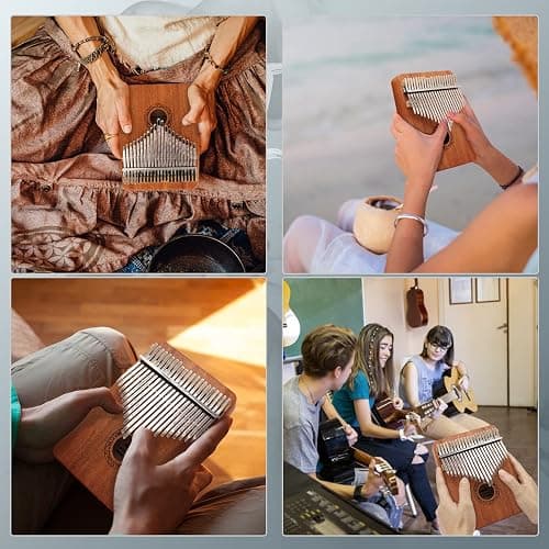 Kalimba Thumb Piano,YUNDIE Potable 17 Keys Mbira Finger Piano with Tune Hammer and Study Instruction,Musical Instruments Gift for Adult Beginners Professional (Brown, 21keys) thumbnail 5