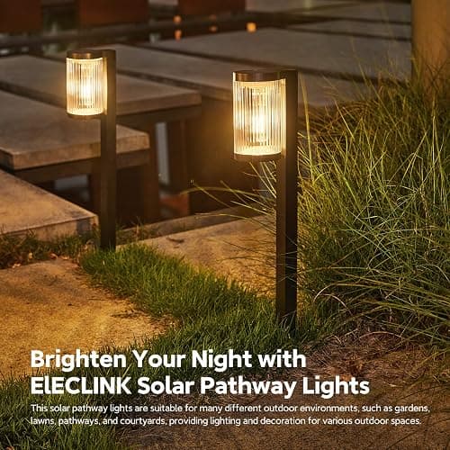 ELECLINK Solar Pathway Lights Outdoor, 6 Pack Upgraded Outdoor Solar Lights for Outside Super Bright Up to 12Hrs, IP65 Waterproof Solar Garden Lights for Yard Path Walkway Decor Landscape Lighting thumbnail 7