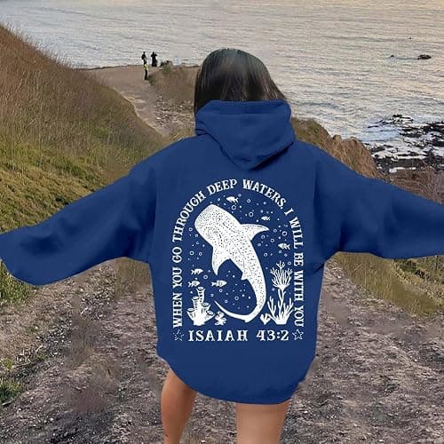 Whale Shark Hoodies For Teen Girls | Ocean Graphic Preppy Sweatshirts Oversized Y2k Pullover Tops Long Sleeve Fall Outfits - Image 1