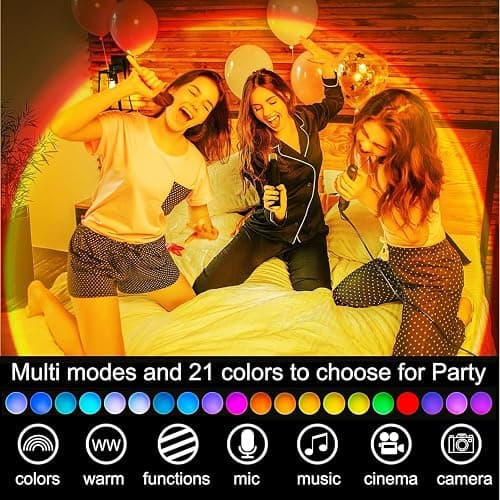 Molemyn Sunset Lamp Projector with APP Control - 21 Color Clhanging LED Sunset Light, 180° Adjustable for Photography, Bedroom Decor, Party, Wedding, Mood Lighting thumbnail 7