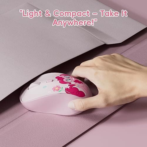 My Little Pony Pinkie Pie Rechargeable Wireless Mouse - 4-Button Silent Click Mouse with 3 Adjustable DPI (1000/1200/1600), 2.4GHz Wireless for Windows/Mac - Compact & Ergonomic Design, Pink thumbnail 4