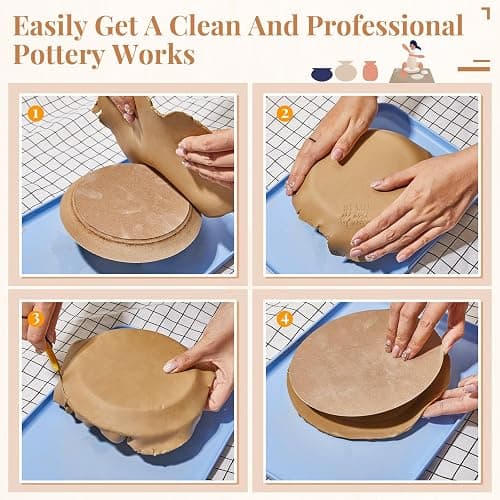 Sunnychicc 5 Pcs Round Pottery Molds for Handbuilding,6.14-10.87 Inch | Ceramic Plate Molds, Wooden Pottery Forms for Clay, Non-stick & Stackable, Slump Templates Tools for Crafts DIY Supplies thumbnail 3