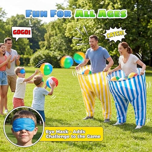 145 PCS Granny Pants Yard Game 4 Pack with 24 Balls, Easter Games Set Oversized Giant Pants Outdoor Game for Kids Adults, Big Pants Ball Catch Game for Field Day Carnival Birthday Party Family Reunion thumbnail 4