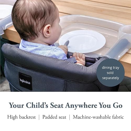 Inglesina Fast Table Chair, Black - Portable Baby High Chair - for Babies & Toddlers up to 37 lbs - Collapsible Design - Fits Tables 0.8'' to 3.5'' Thick - Compact & Easy to Use - Travel Bag Included thumbnail 3