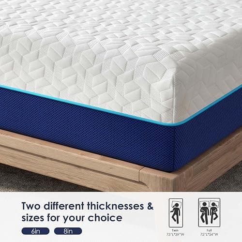 Twin Size Mattress, 6 Inch Twin Gel Memory Foam Mattress for Cool Night & Pressure Relief, Medium Firm in a Box, Back Pain Relief, Washable Cover, 75”x39”x6” (6 Inch, Twin) thumbnail 6