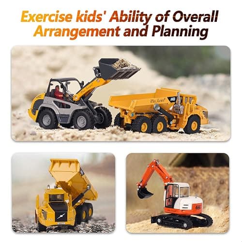iPlay, iLearn Heavy Duty Construction Site Playset, Metal Dump Truck, Excavator Digger Backhoe, Tractor Bulldozer Diecast Vehicle, Outdoor Sandbox Car Toy, Birthday Gift 3 4 5 Year Old Boy Kid Toddler thumbnail 5