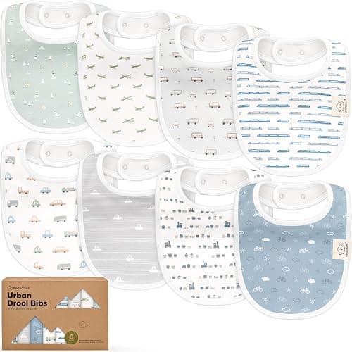 8-Pack Organic Baby Bibs for Boys, Girls - Soft Cotton Drooling and Teething Bibs for Baby Girl & Boy, Extra Absorbent, Easy To Clean & Put On for Toddler, Newborn, Infant 0-24 Months (Vessels) - Image 1