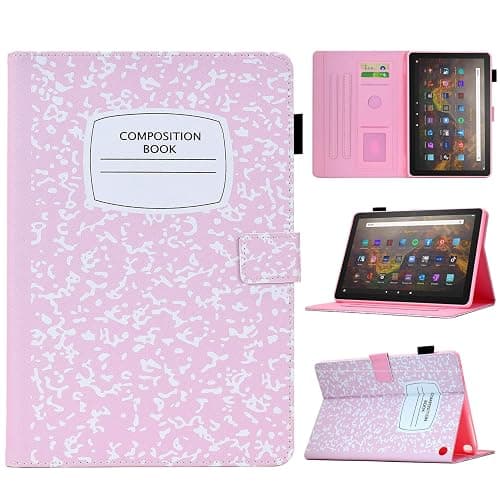 BYCeKe A16 Case for iPad 10th Generation 10.9 inch 2022,for iPad A16 11th Generation 11 Inch 2025,for Pad 10th Gen Cute PU Leather Cover&Pen Holder and Stand for Kids,Girl,Women,Pink Composition Book thumbnail 2