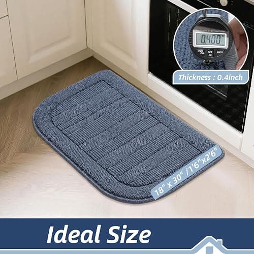 BEQHAUSE 30x18 Inch Kitchen Rug Mat Durable Kitchen Rugs Non-Slip Washable Absorbent Kitchen Mats for Floor Dirt-Resistant Semicircular Kitchen Mat (Blue) thumbnail 3