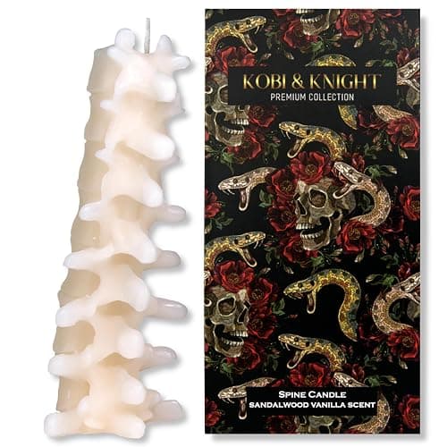 Kobi & Knight Spine Candle - Sandalwood Vanilla Scented Creepy Candles for Gothic Decor Gift - Ivory Spooky Vertebra Candle - Goth Decoration for Halloween thumbnail 8