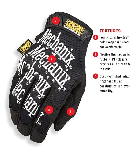Mechanix Wear Original Work Gloves - Multi-Purpose Outdoor Work Gloves - Secure Fit - Durable & Machine Washable - Breathable & Comfortable - X-Large - Black thumbnail 9
