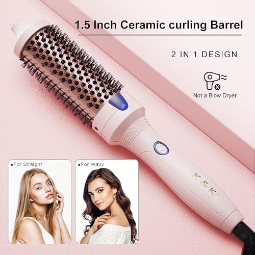 K&K Thermal Brush for Blowout Look, 1 1/2 Inch Ionic Heated Round Makes Hair Smoother, Dual Voltage Thermal Round Brush Get Natural Curls, Easy to Use, Rose Pink thumbnail 3
