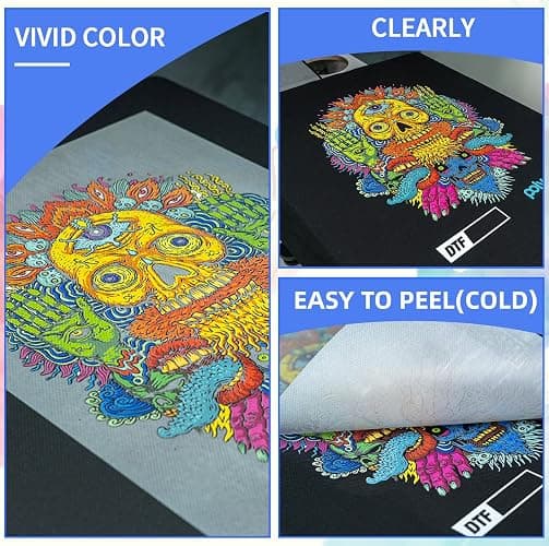 GOZYE Premium DTF Transfer Film - 50 Sheets A4 Matte PET Heat Transfer Paper for Direct-to-Film Printing on T-Shirts Textile- Size: A4 (8.3" x 11.7") thumbnail 5
