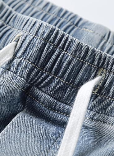 JMIERR Men's Elastic Waist Cargo Jeans Stretch Denim Pants with Drawstring Relaxed Fit for Casual Daily Wear thumbnail 7