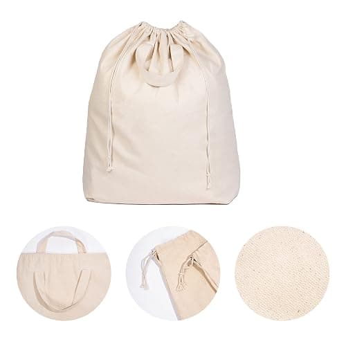 Canvas Laundry Bags - Extra Large, Heavy Duty, 100% Cotton Laundry Bag with Straps, Handles and Drawstring - College Dorm Laundry Bag in XL Size - Washable, Foldable Laundry Basket Liner (2 Pack) - 2 thumbnail 7