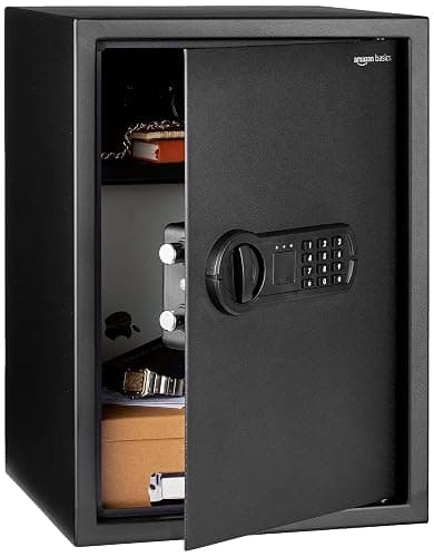 Amazon Basics Steel Home Security Electronic Safe with Programmable Keypad Lock for Documents, Jewelry, Valuables, 1.8 Cubic Feet, Black, 13.8"W x 13"D x 19.7"H - Image 1