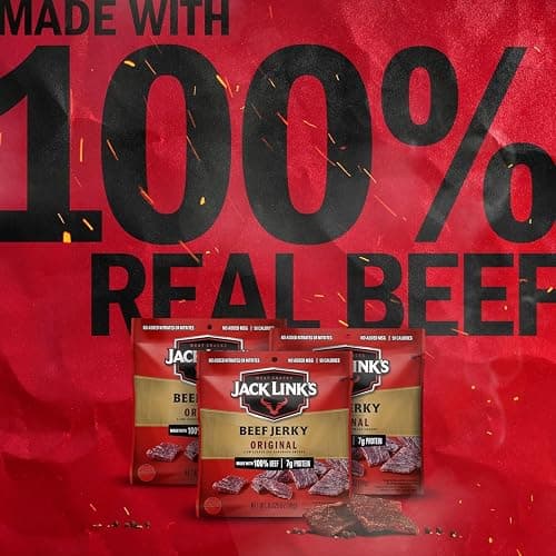 Jack Link's Beef Jerky Multipack - Original - Made with 100% Real Beef - Ready to Eat Real Meat Protein Snacks - 7g Protein per Serving - 0.625 oz Bags (20 Pack) thumbnail 3