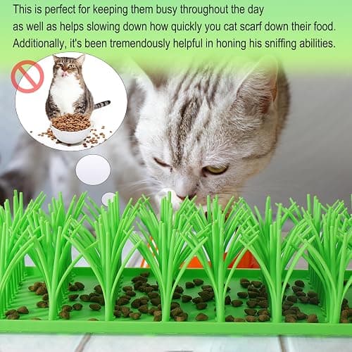 Palksky Silicone Grass Mat for Cats, Slow Food Cat Grass Mat for Indoor Cats, Foraging Snuffle Mat for Dog/Cat, Interactive Enrichment Cat Mat, green thumbnail 3